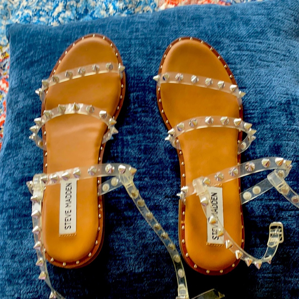 Steve Madden studded clear sandals.  Size 6.5